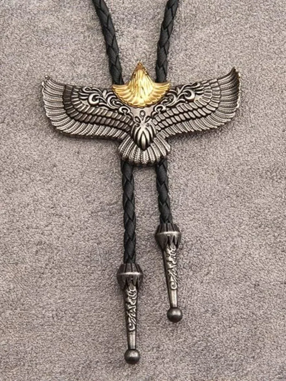 Bolo Tie Rodeo Cowboy Leather Necktie Western Flying Eagle NEW